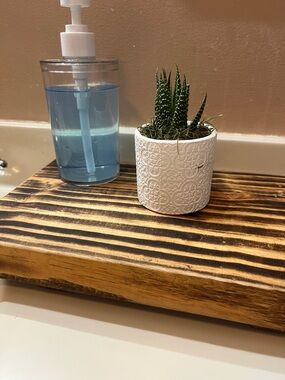 Wood Stand Pedestal Tray Bathroom Decor Soap Holder Vanity Tray Decorative Riser